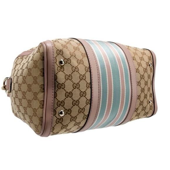 Gucci  GG Monogram Vintage Web Medium Boston Pink Blue - Picture 6 of 12